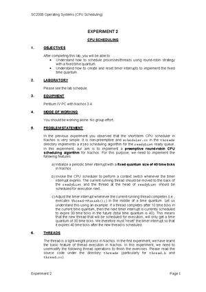 Lab 1-2 notes on thread scheduling and timer interrupts - Studocu