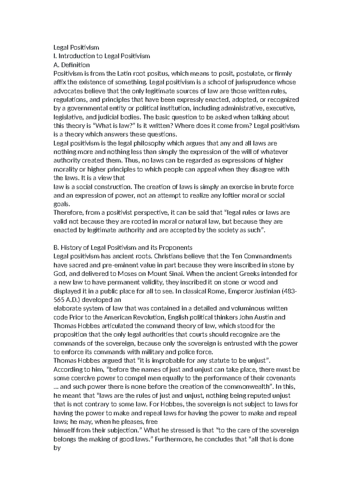 Legal Positivism - Jurisprudence Overview and Key Concepts - Studocu