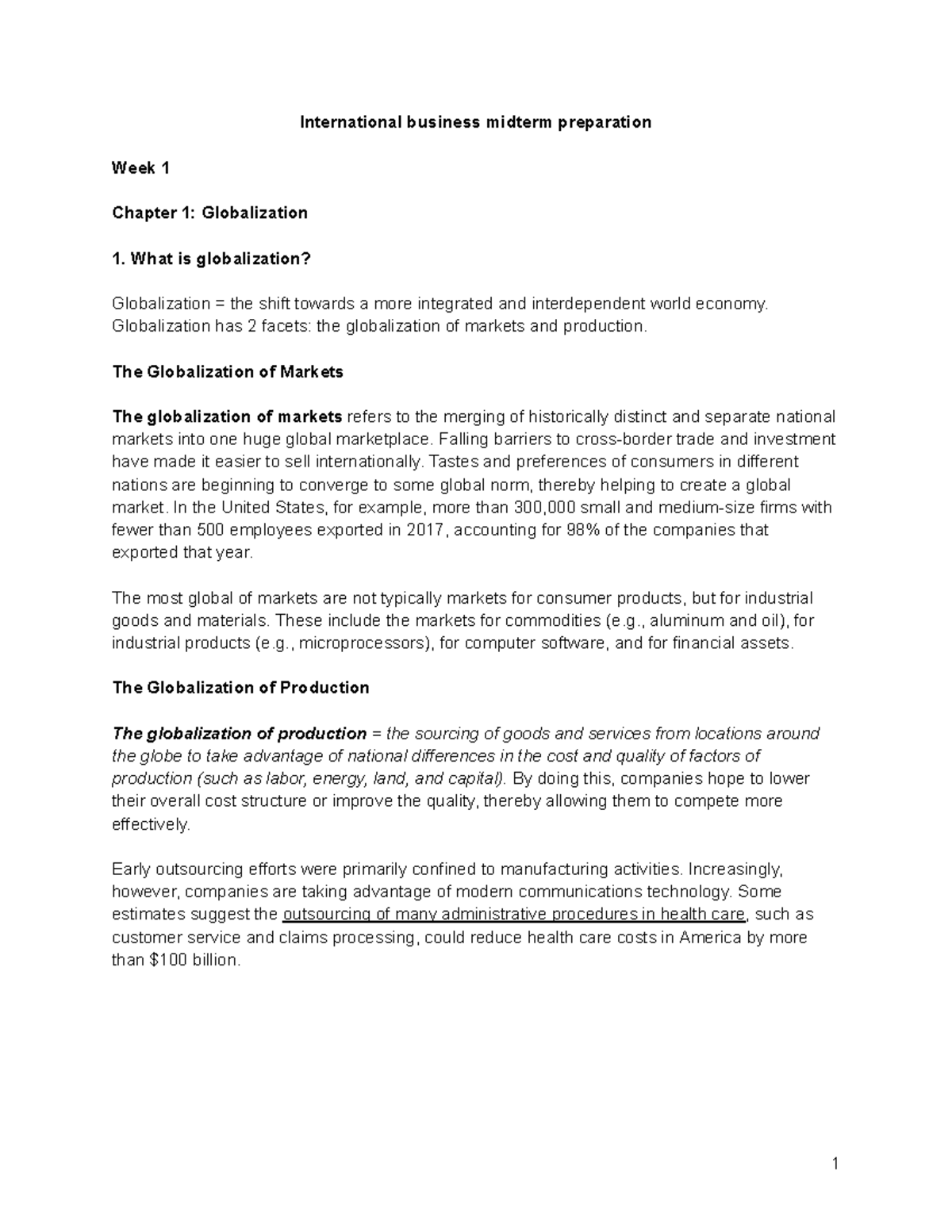 IB 101 Midterm Prep: Globalization & International Business Insights ...