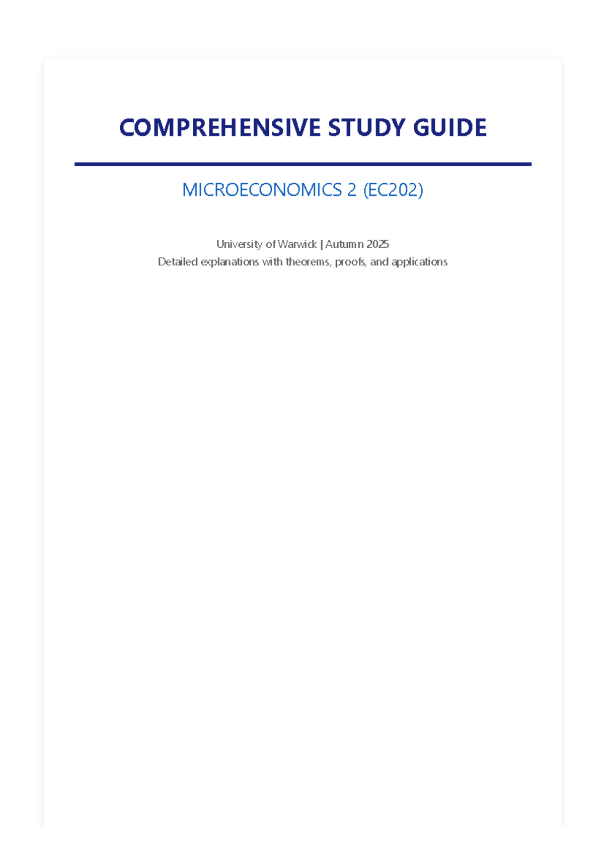 Study Guide - Microeconomics 2 (EC202) - Consumer Theory and ...