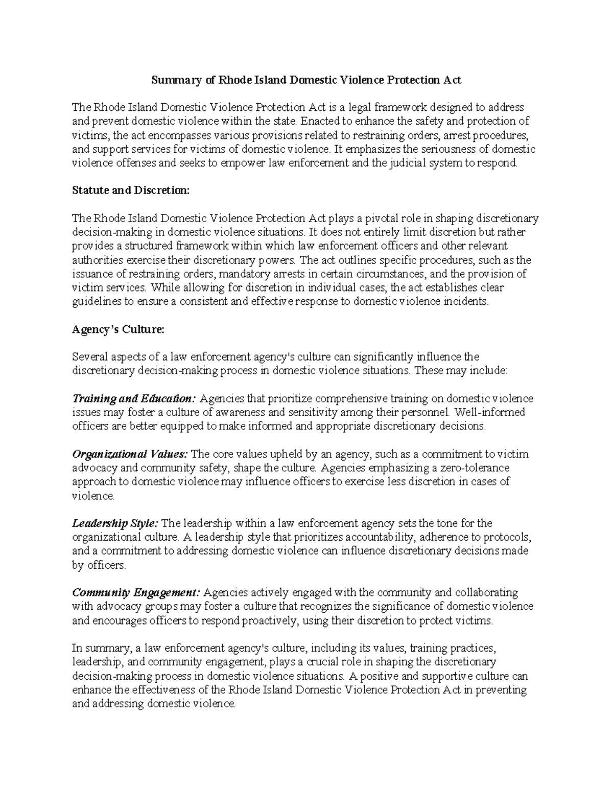 6-2 Rhode Island Domestic Violence Protection Act & Agency Culture ...