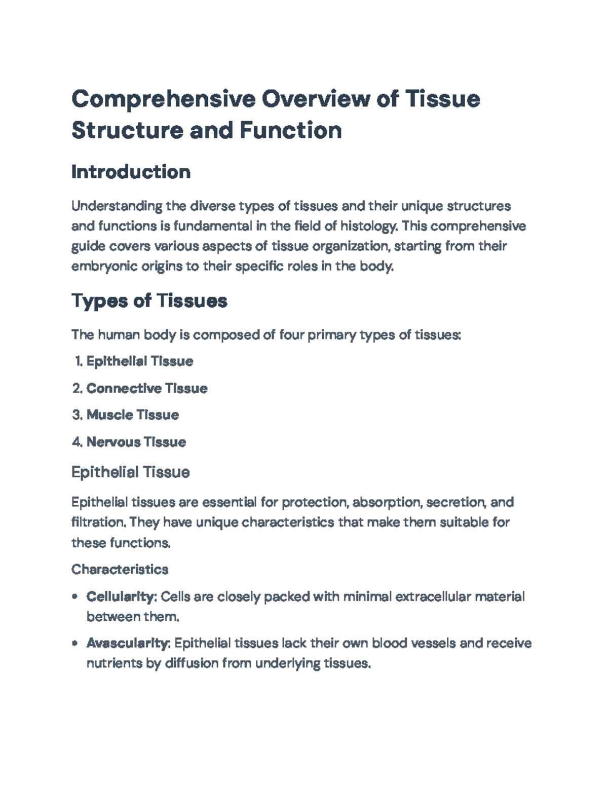 Histology Overview: Structure and Functions of Tissues in the Human ...