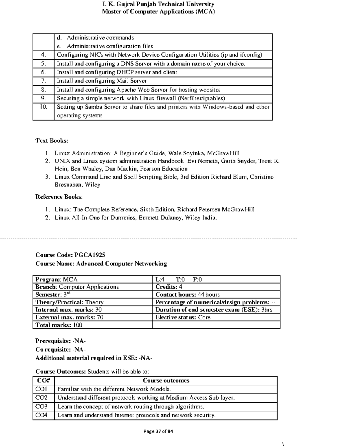 Advance computer network syllabus mca - I. K. Gujral Punjab Technical ...