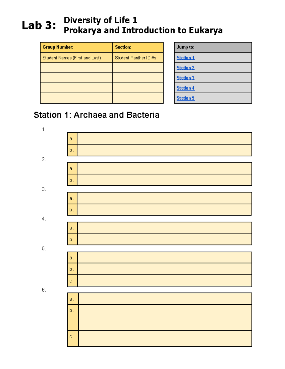[ Student Handout] Lab 3 Diversity of Life 1 - Diversity of Life 1 Lab ...