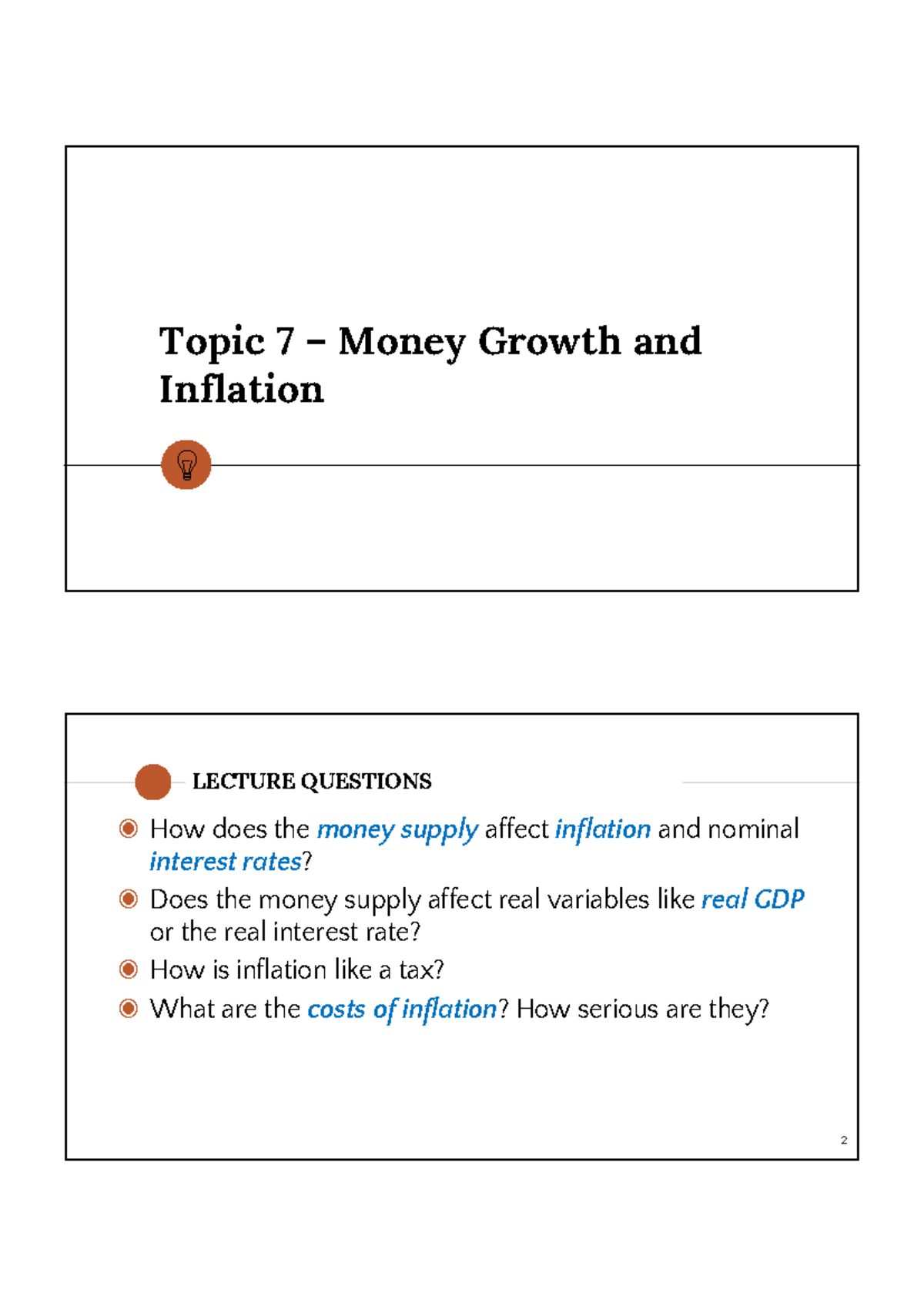 PDF - Topic 7 - Lecture Notes on Money Growth and Inflation - Studocu