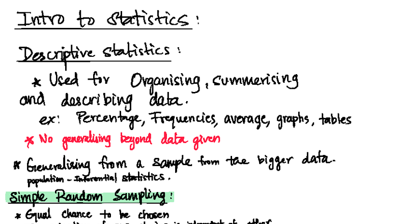Prob & Stat SC2000: Descriptive Statistics & Sampling Techniques Notes ...