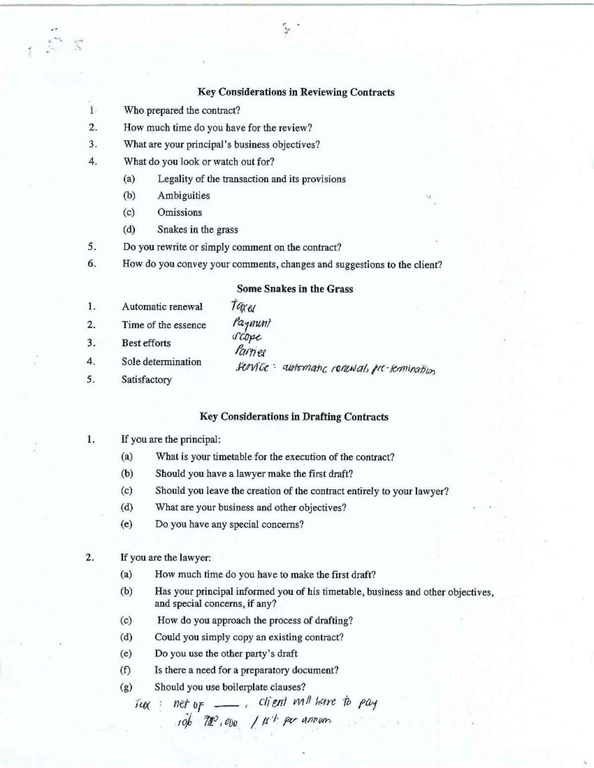 Key Considerations for Contract Review & Drafting - LAW 101 - Studocu