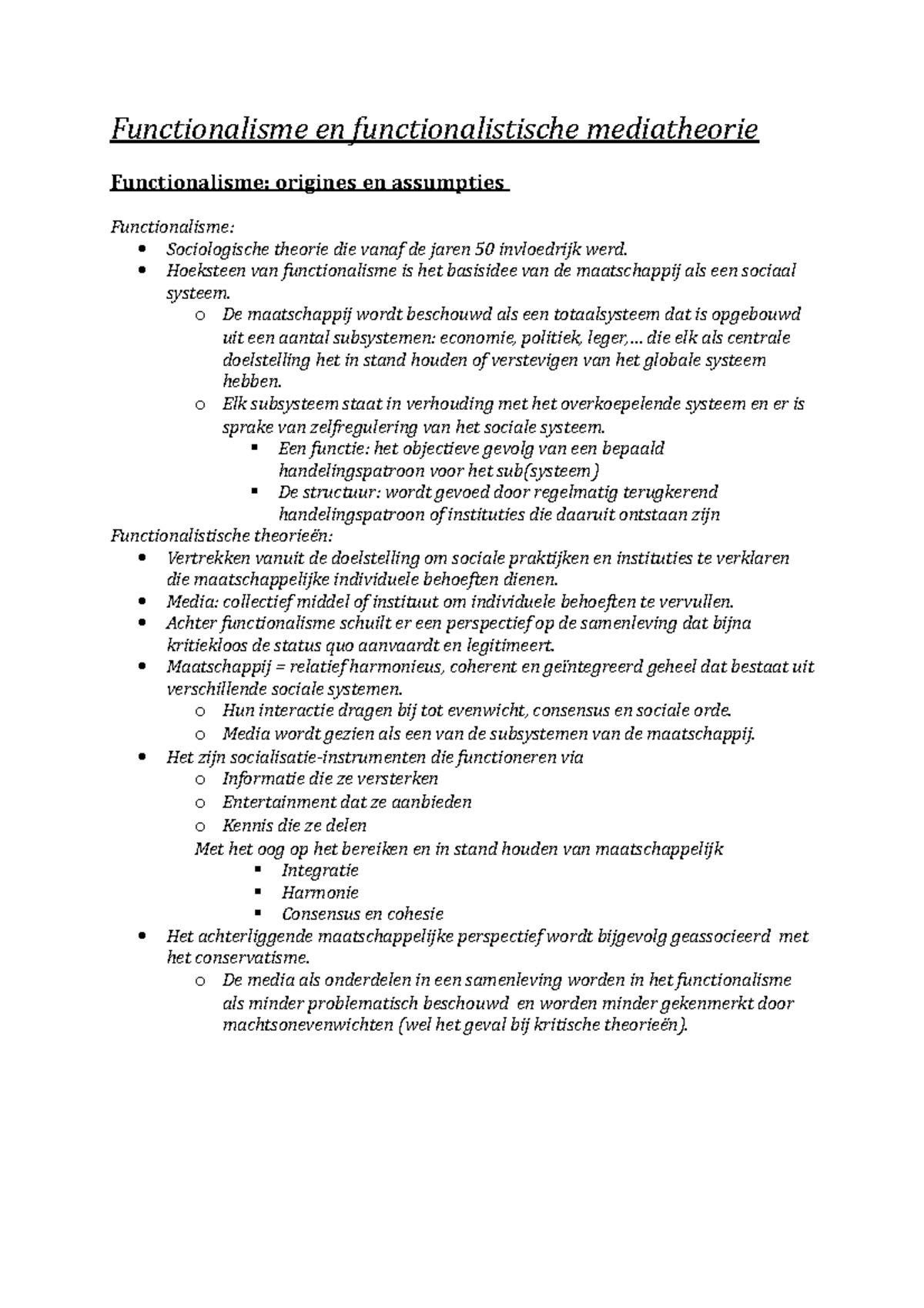 Functionalisme en de rol van media in sociale systemen: een studie ...