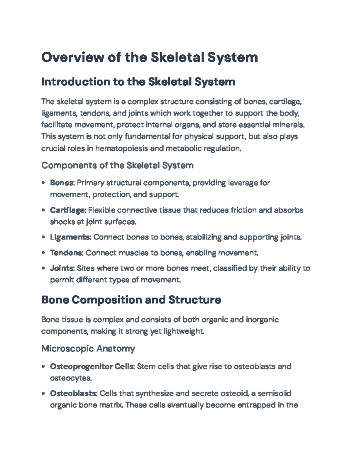 Overview of the Skeletal System and Bone Physiology (BIO101) - Overview ...