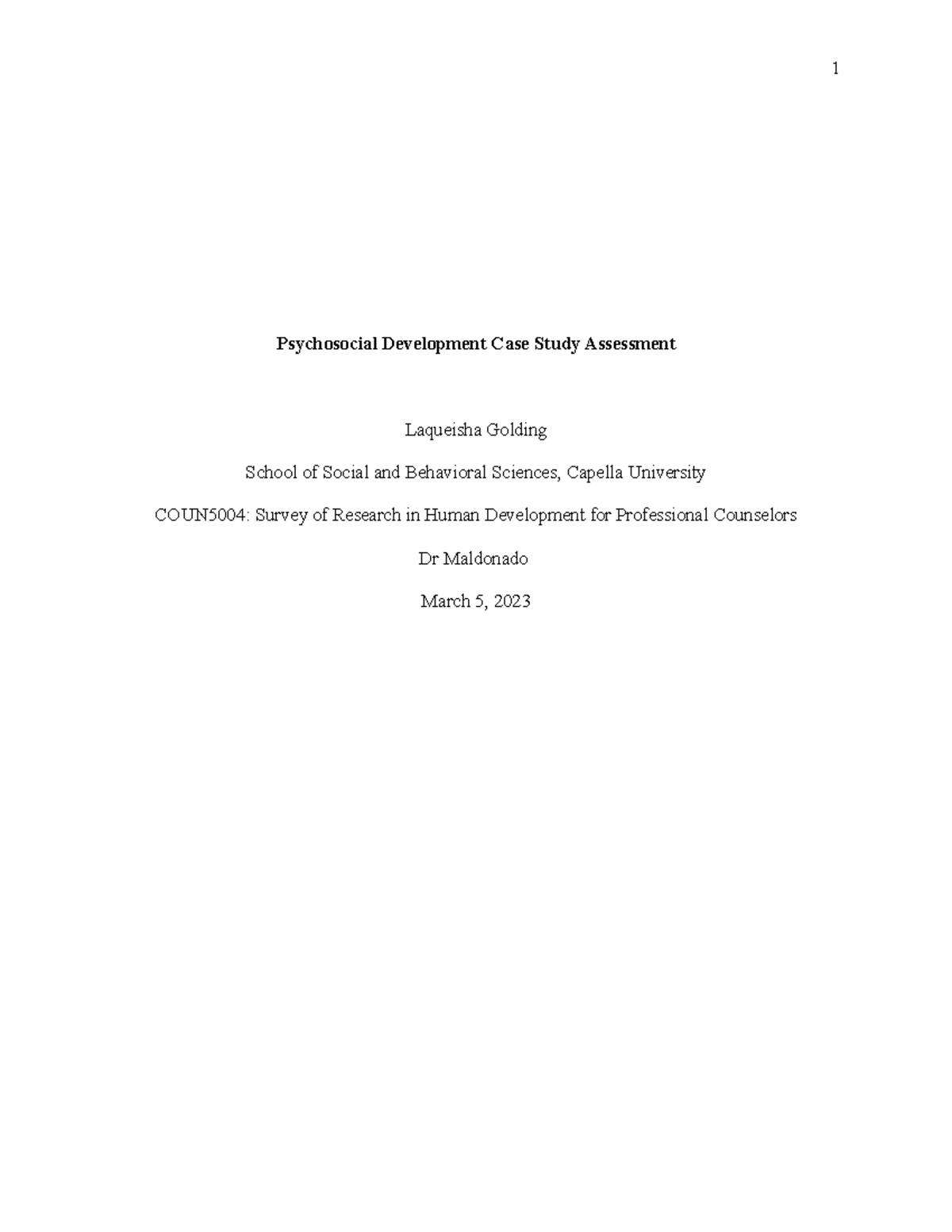COUN5004 Psychosocial Development Case Study: Family Dynamics Analysis ...
