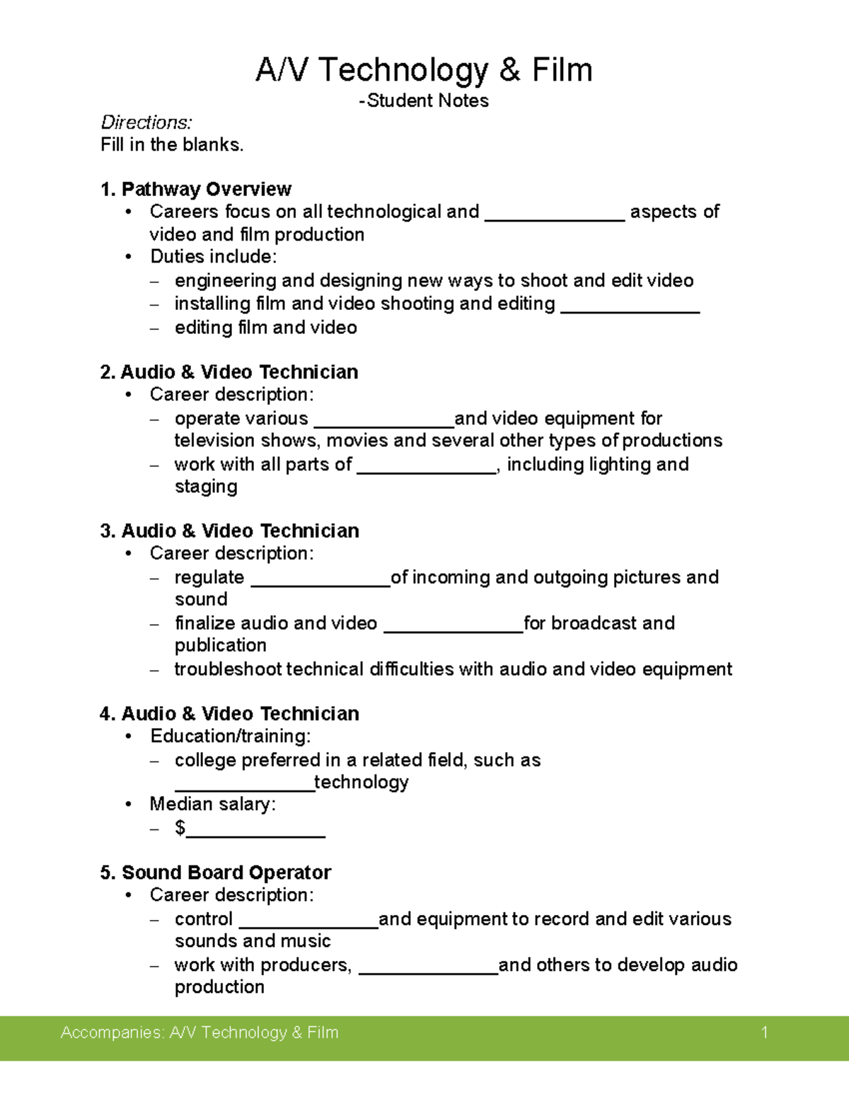 Andrew Carrillo - Student Notes - AV Technology & Film -Student Notes ...
