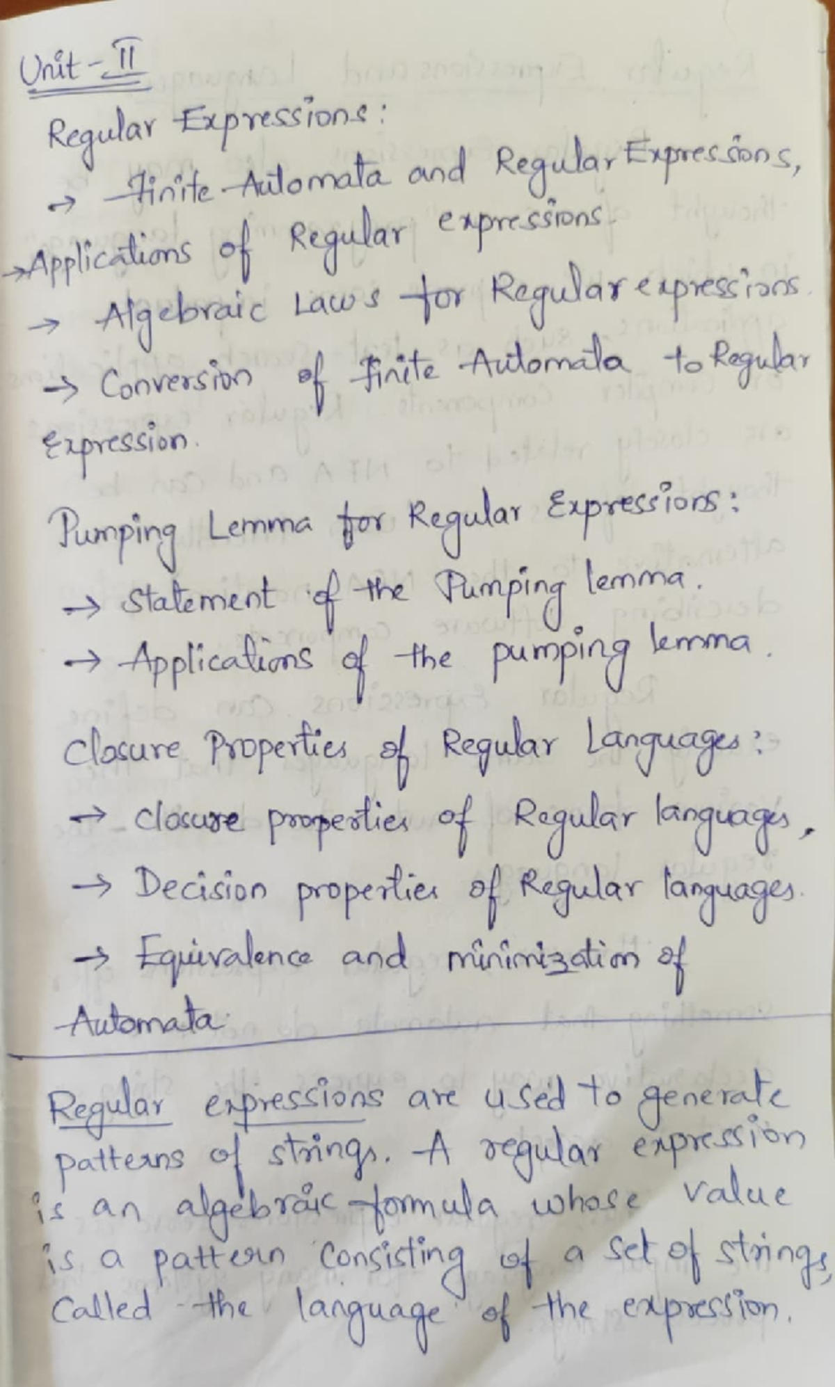 Unit II: Regular Expressions & Finite Automata - FLAT Notes - Studocu