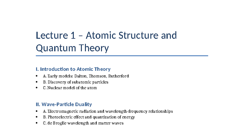 Lecture 1 – Atomic Structure and Quantum Theory - Introduction to ...