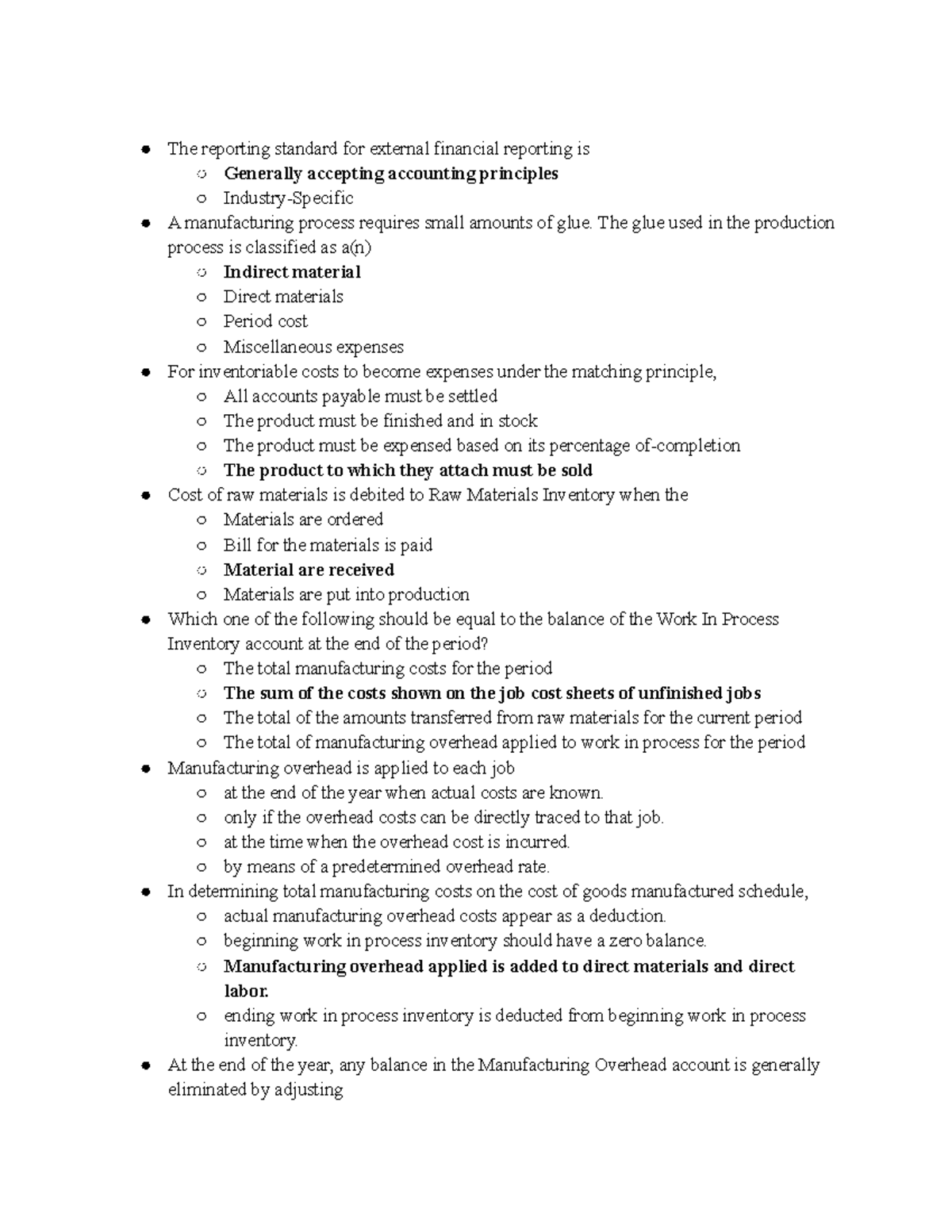 ACCT 301 Exam 1 Study Guide: Financial Reporting Standards & Costs ...