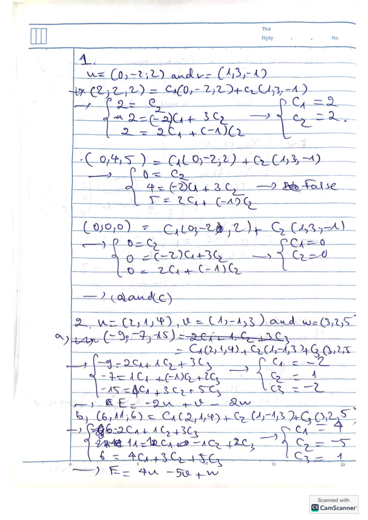 Linear Independence and Solutions in Vectors: Math 101 Notes - Studocu