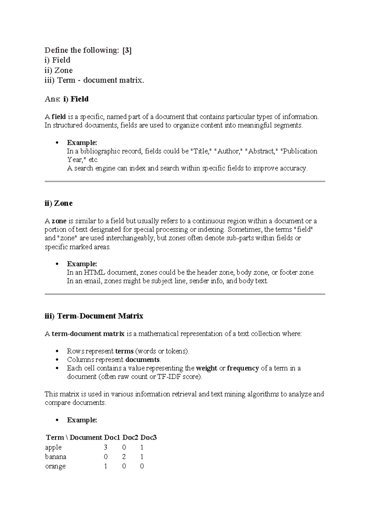 IR Q&A - ME Computer Eng. Pattern 2017: Field, Zone, Matrix Definitions ...
