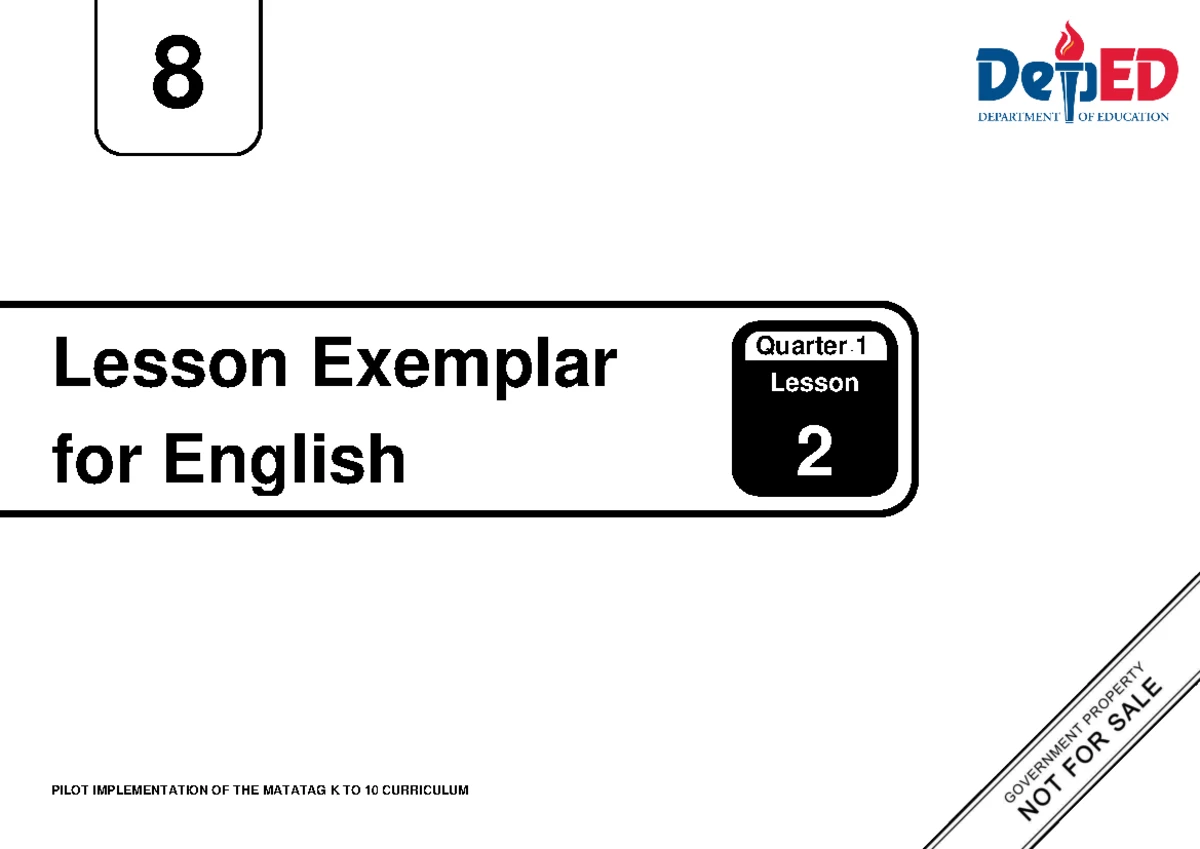 Q1 LE English 8 Lesson 1 Exemplar: MATATAG K to 10 Curriculum Week 3 ...