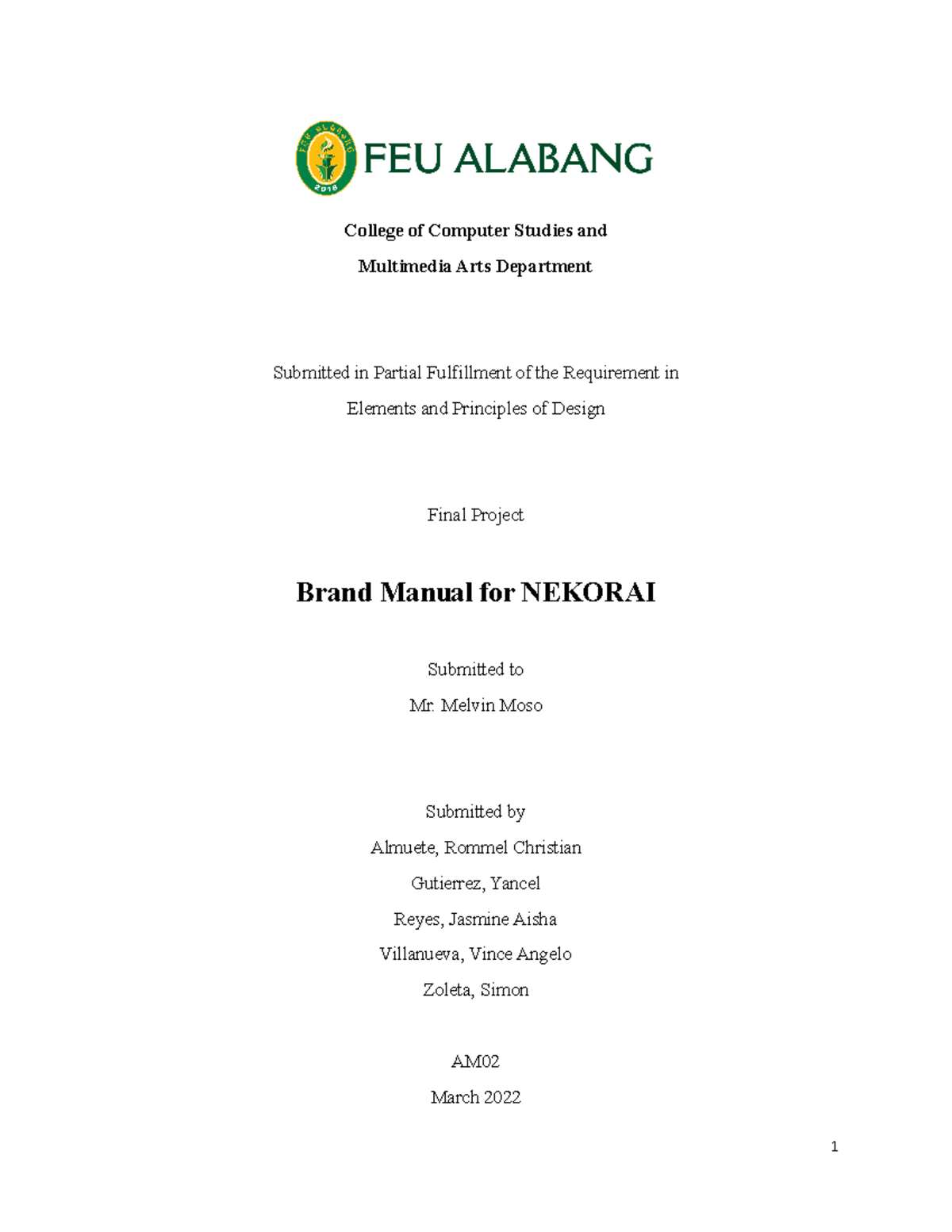 MMA0009 Final Project: NEKORAI Brand Manual Template - Studocu
