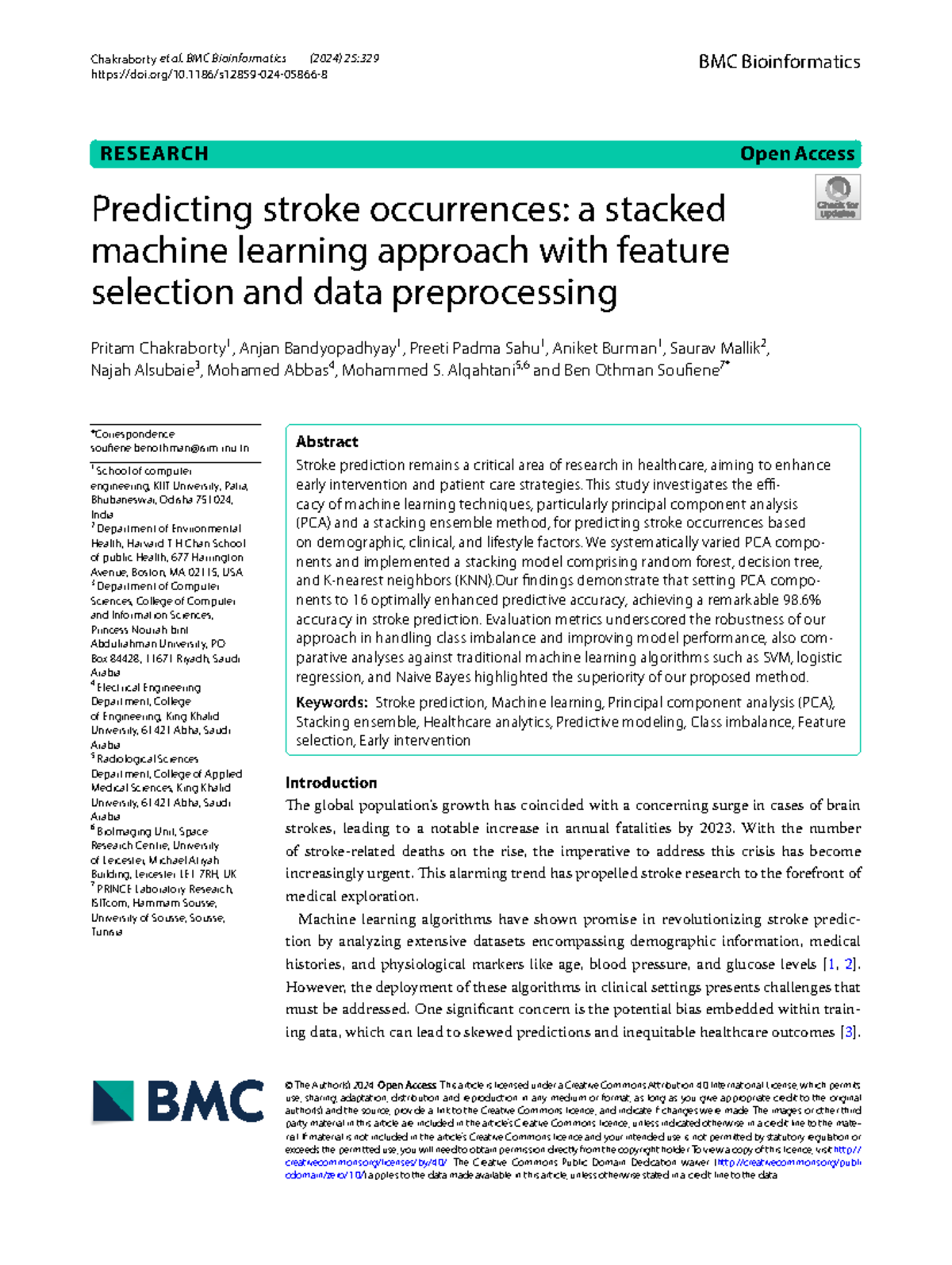 Predicting Stroke Occurrences: A Stacked ML Approach (S12859) - Studocu