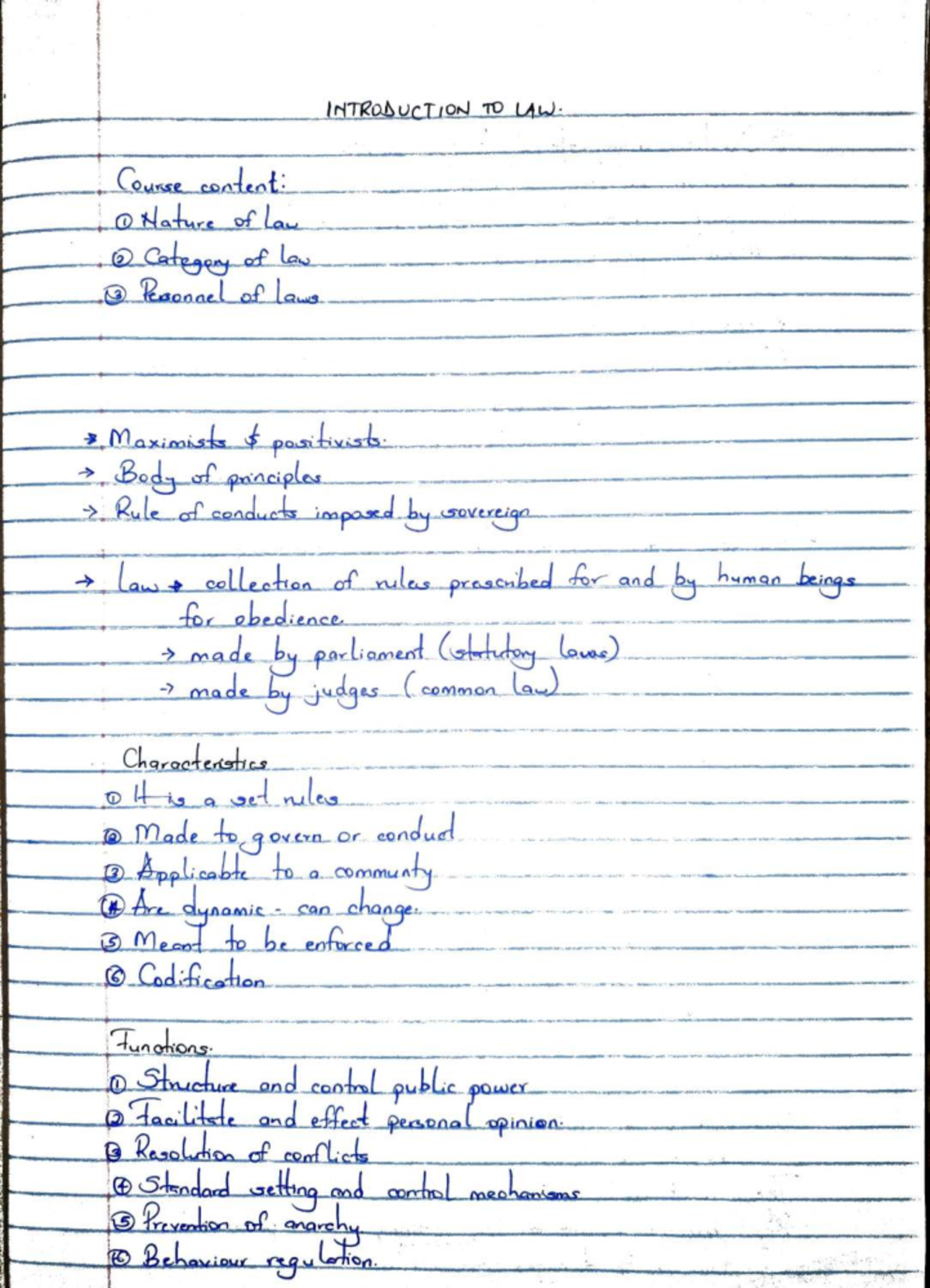 Intro to Law (LAW101) - Comprehensive Lecture Notes - Studocu
