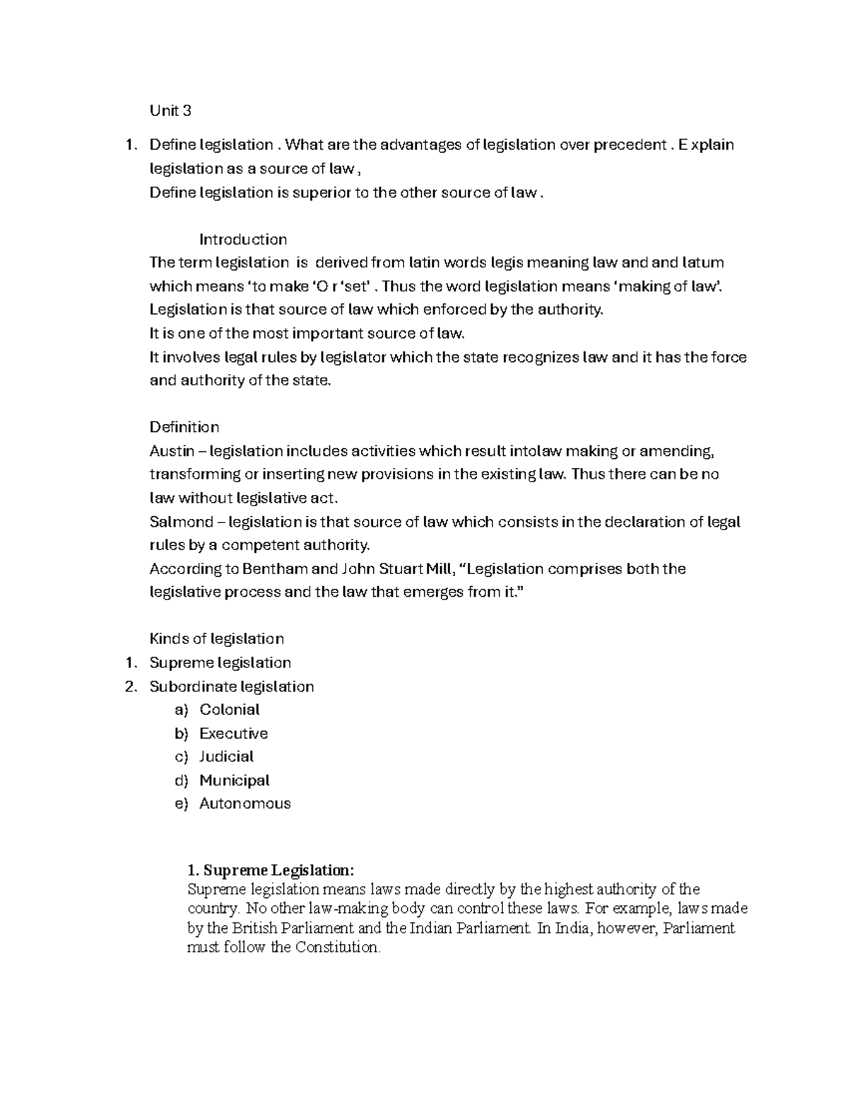 Unit 3: Understanding Legislation and Judicial Precedent as Law Sources ...