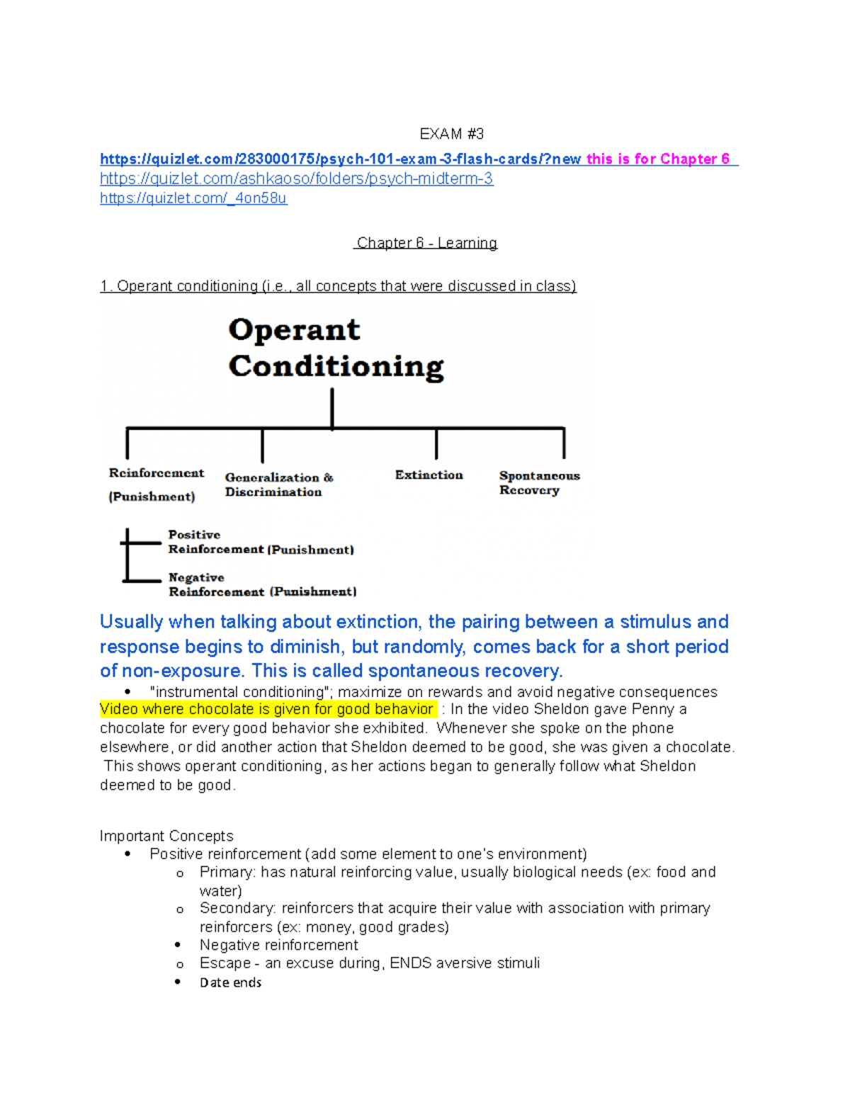 Exam 3 Study Guide: Learning Concepts for Psych 101 - Studocu