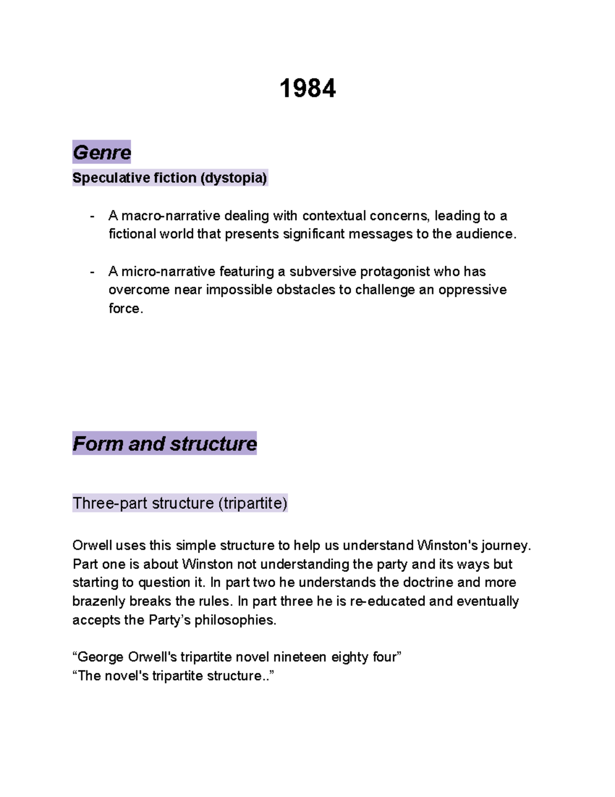 1984 - Examining Human Experience Through Symbolism and Structure - Studocu