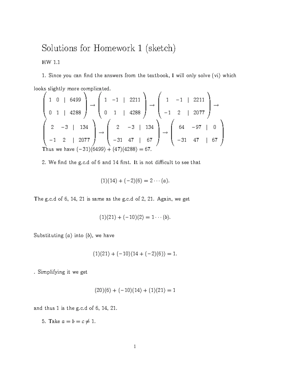 MATH342 HW 1, 5 questions solutions - MAT342 Homework 1 Solutions ...