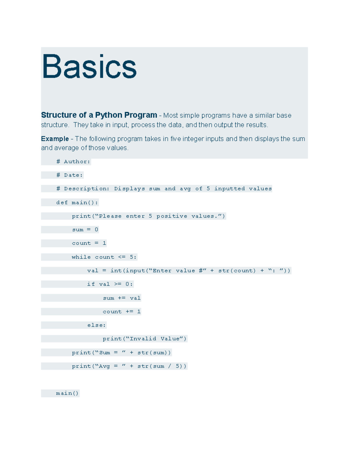 Python Programming Basics: Structure & Functions (CS101) - Studocu