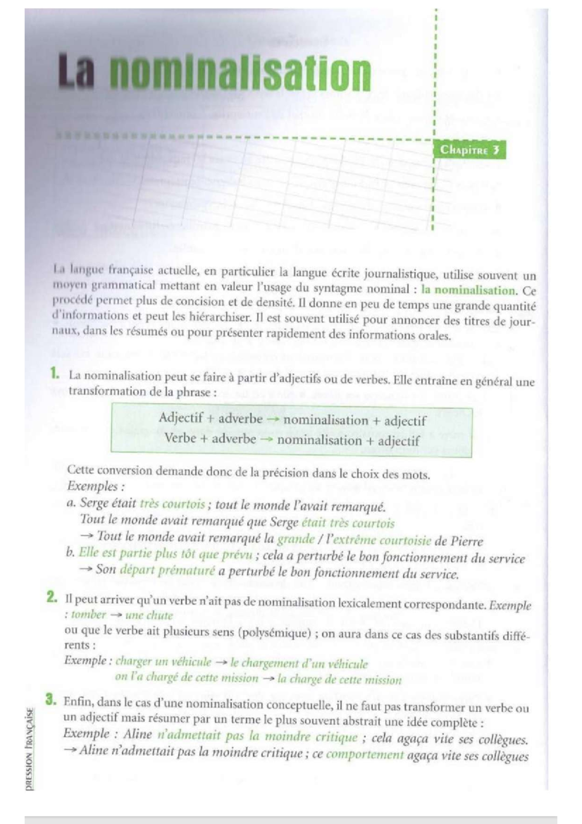 3 - cours - La nominalisation Chapitre 3 La langue française actuelle ...