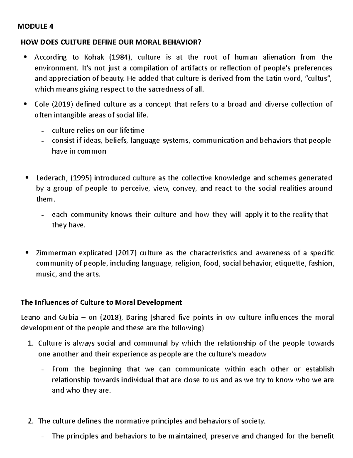 Module 4 - Chapter 4 - notes - MODULE 4 HOW DOES CULTURE DEFINE OUR ...
