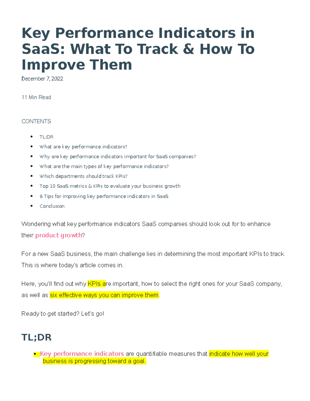 Key Performance Indicators in SaaS: Essential Metrics & Improvement ...