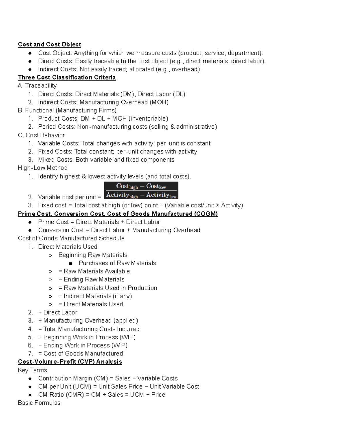 2AB3 Basic Notes - Cost and Cost Object Cost Object: Anything for which ...