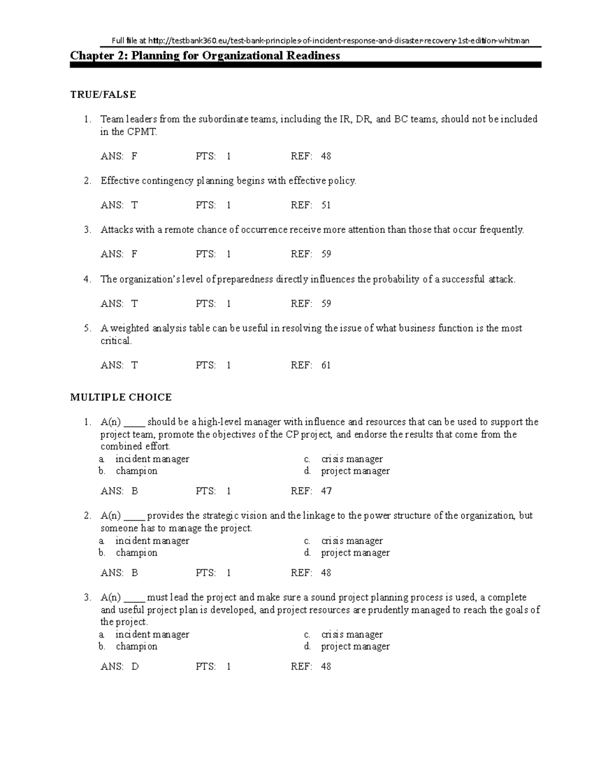 Chap 5 test bank - Chapter 2: Planning for Organizational Readiness ...