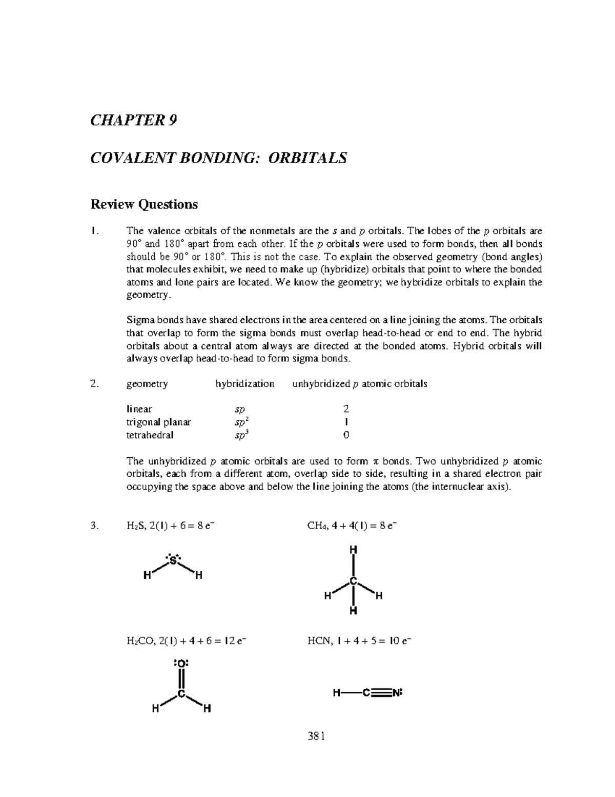 CH 9 COVALENT BONDING: ORBITALS Review and Key Concepts - Studocu
