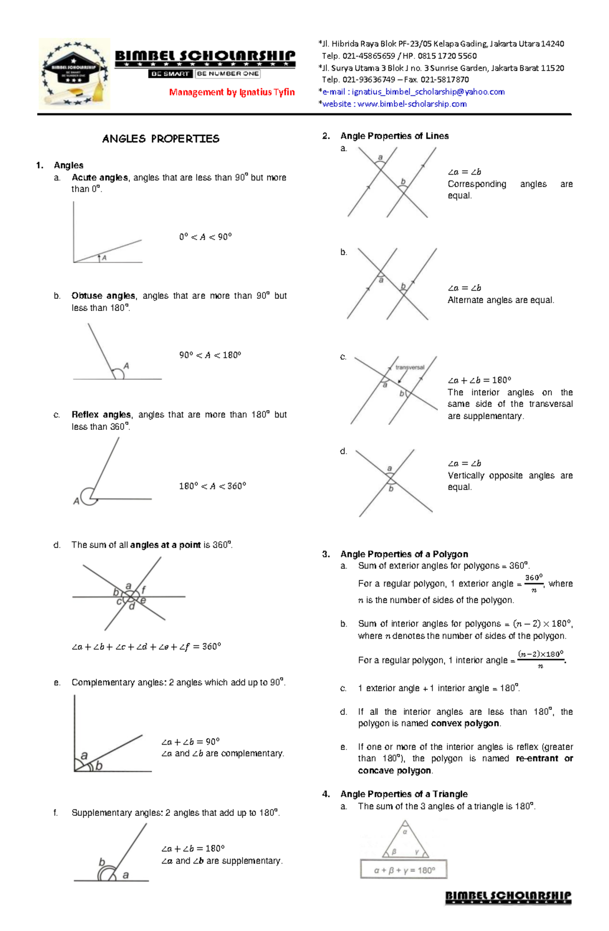 09 Angle Properties: Key Concepts and Exercises for Bimbel Scholarship ...