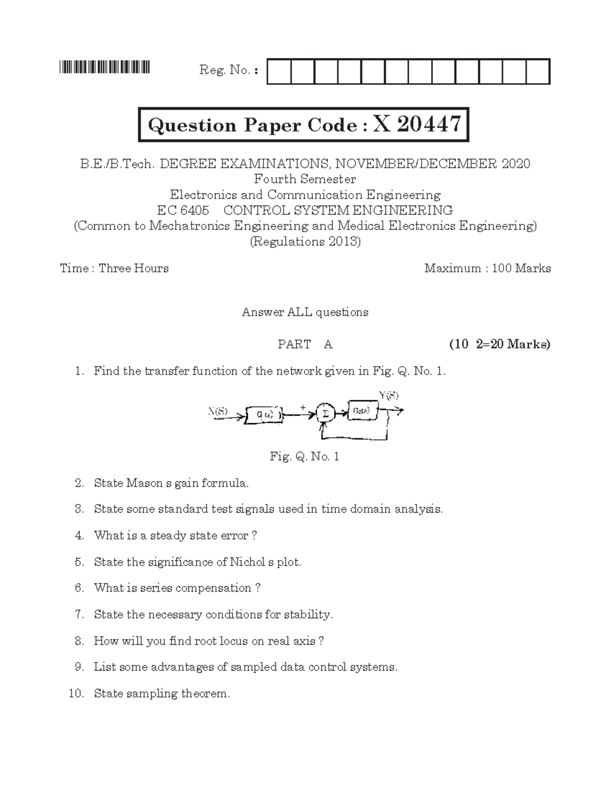2020 EC 6405 Final Exam - Control Systems Engineering Questions - Studocu