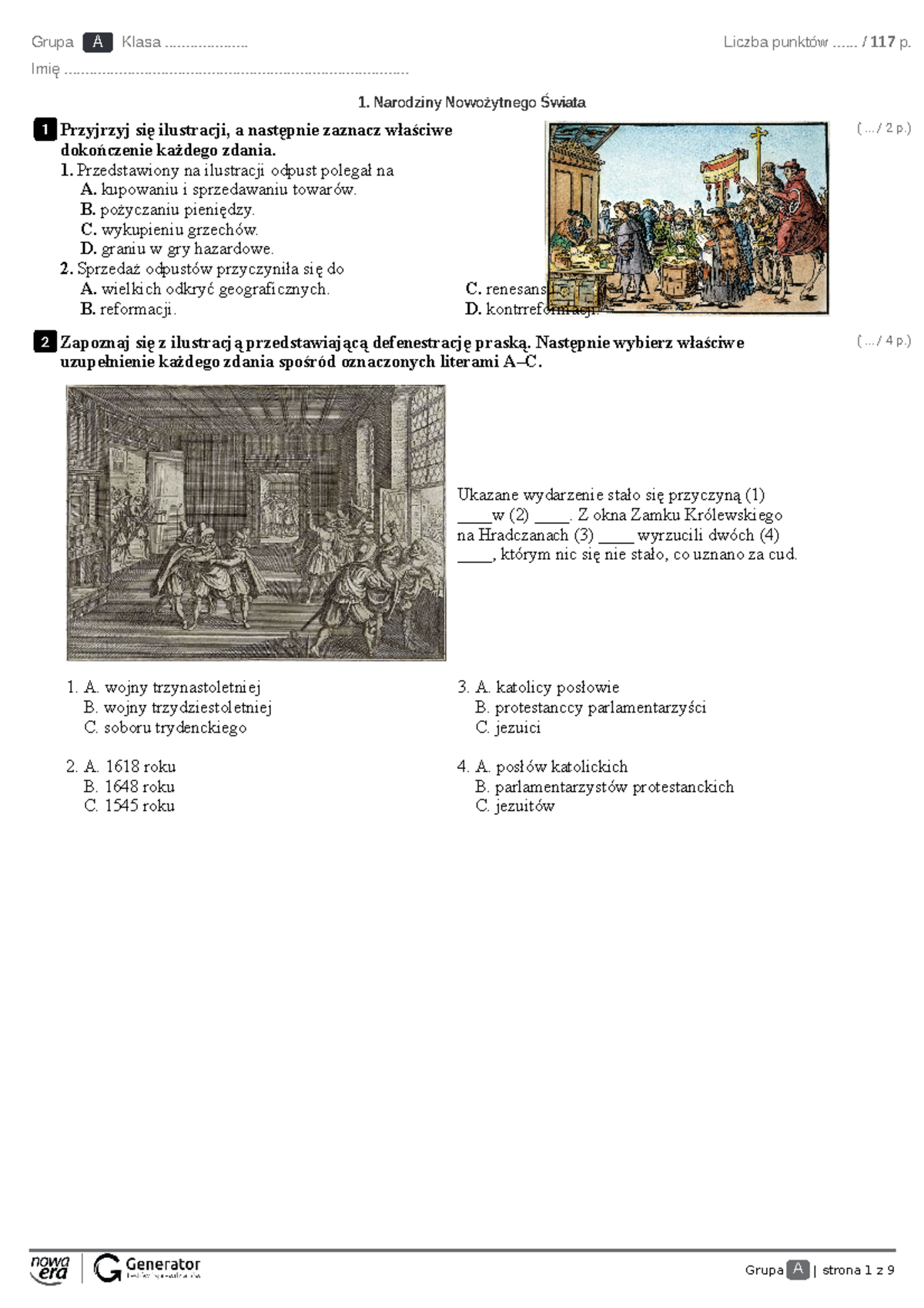 Sprawdzian Z Narodzin Nowozytniego Swiata Nowa Era www.studocu.com
