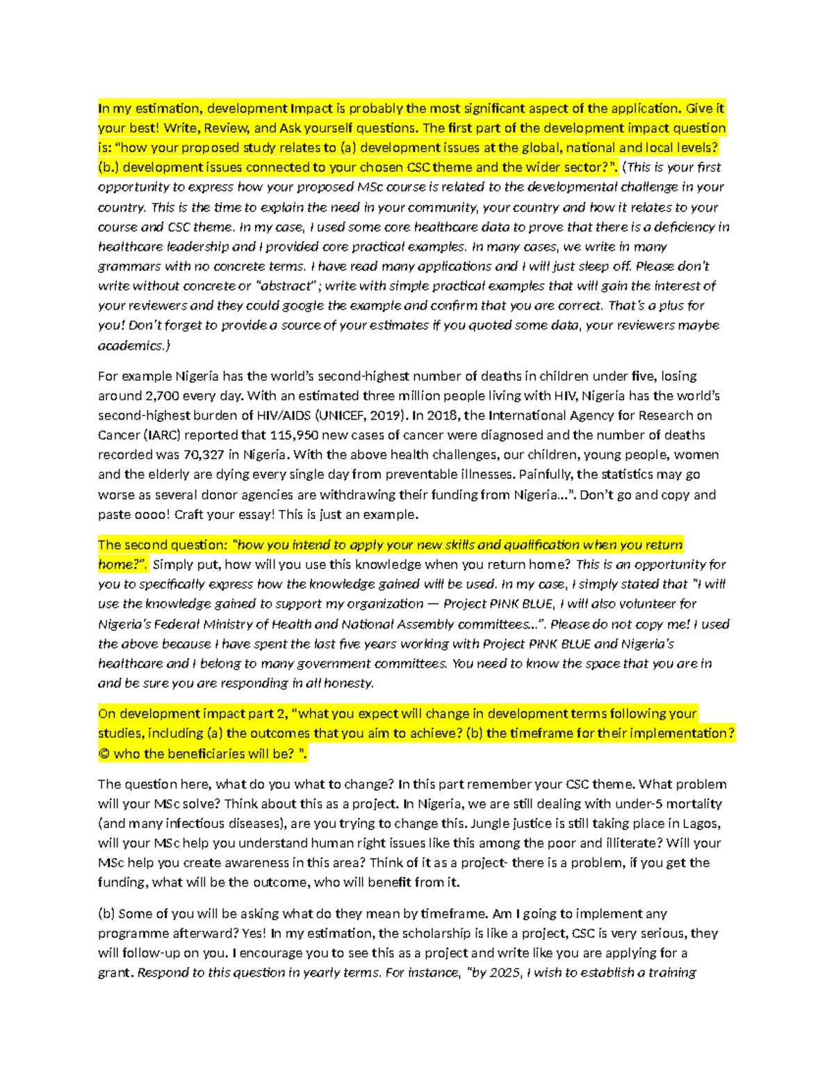 CSC Essay: Addressing Development Impact and Climate Resilience - Studocu