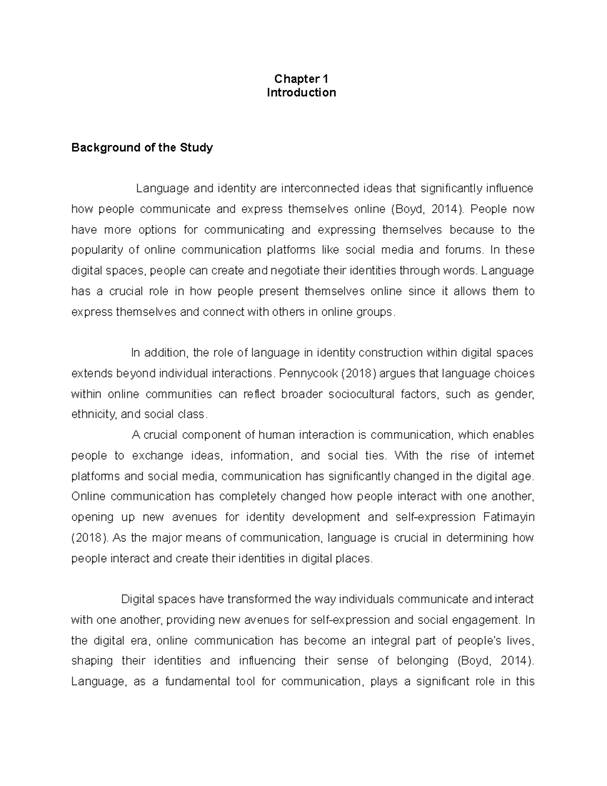 Research-study - none - Chapter 1 Introduction Background of the Study ...