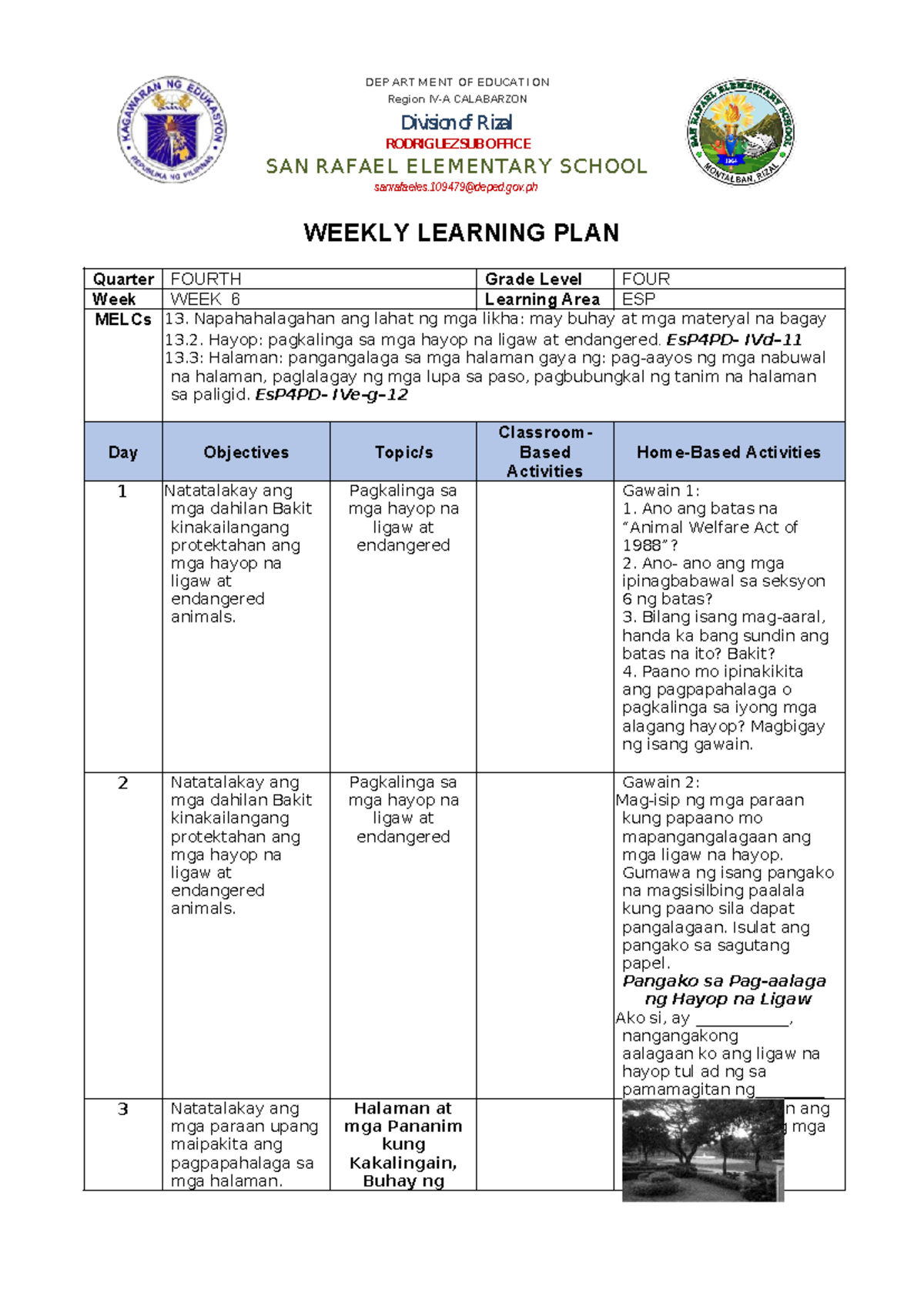 WLP ESP W-6 perla - SASA - sanrafaeles@deped.gov DE P AR T M E NT OF E ...