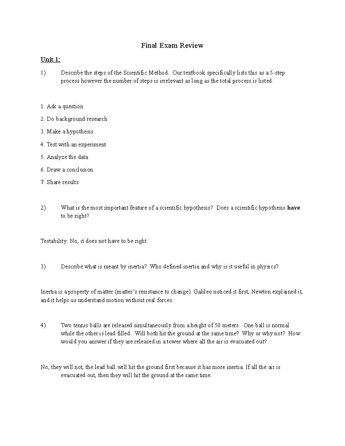 Final Exam Review - Physics Concepts and Applications (PHY101) - Studocu