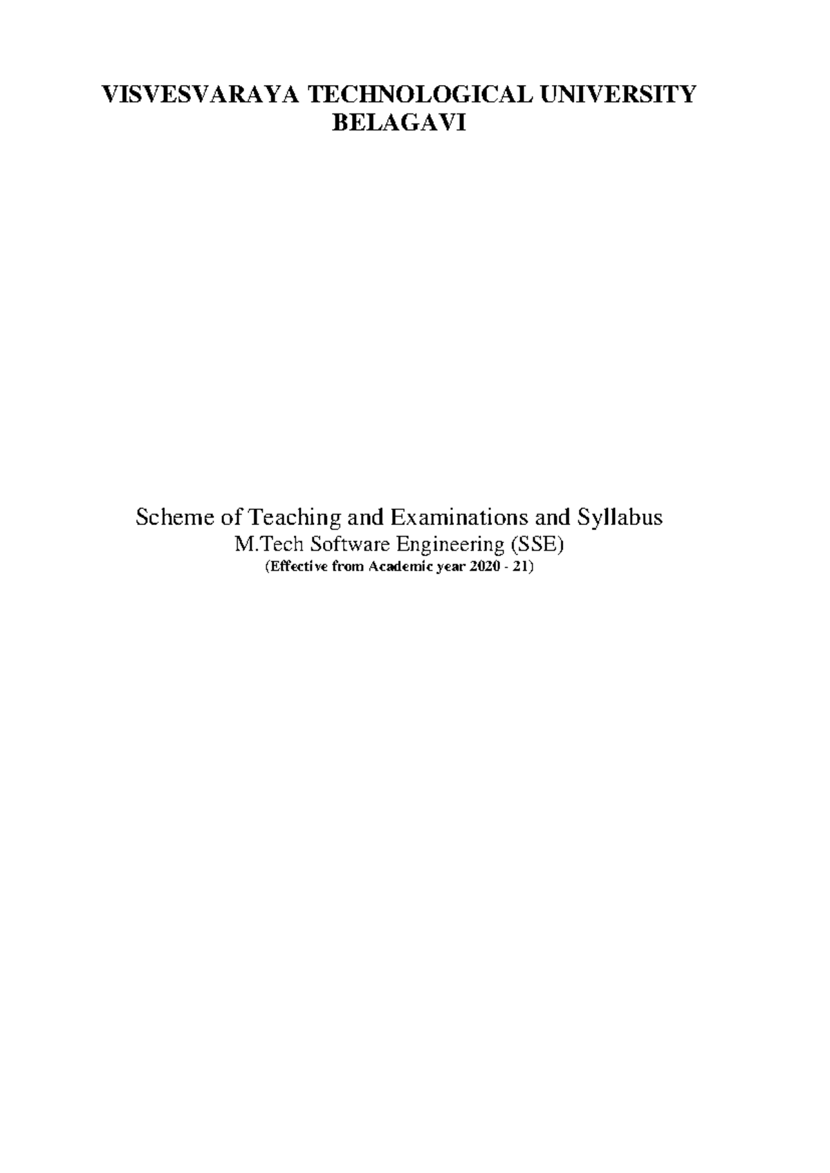 M.Tech Software Engineering (SSE) - Scheme of Teaching & Exam 2020-21 ...