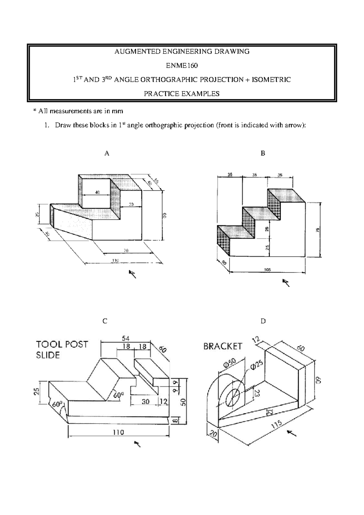 Ortho and iso drawing practice - ENME1DR - AUGMENTED ENGINEERING ...