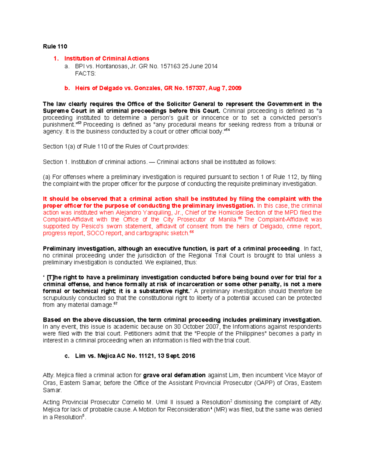 Rule 110 Digest: Key Cases on Criminal Action Institution and Procedure ...