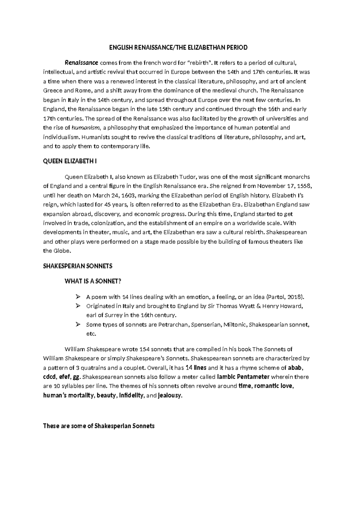English Renaissance: Overview of the Elizabethan Period & Shakespeare's ...
