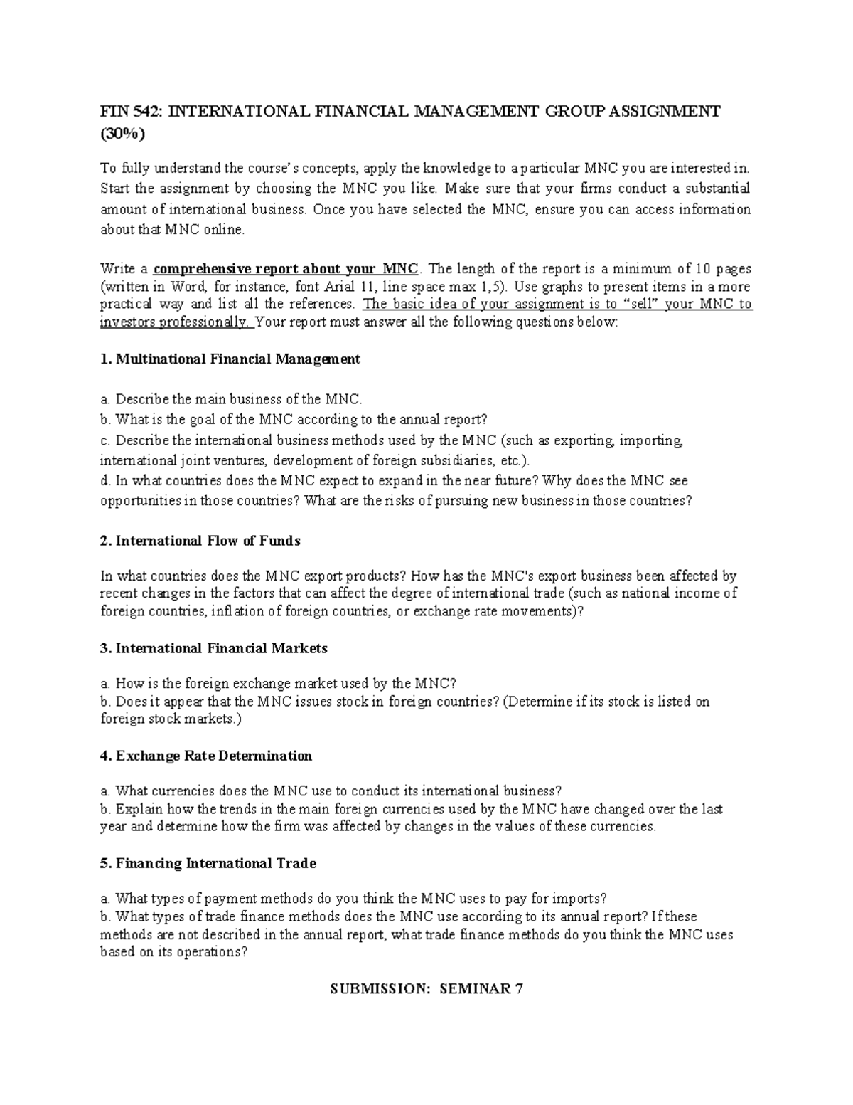 Assignment FIN542 EPJJ MAC2024 - FIN 542: INTERNATIONAL FINANCIAL ...