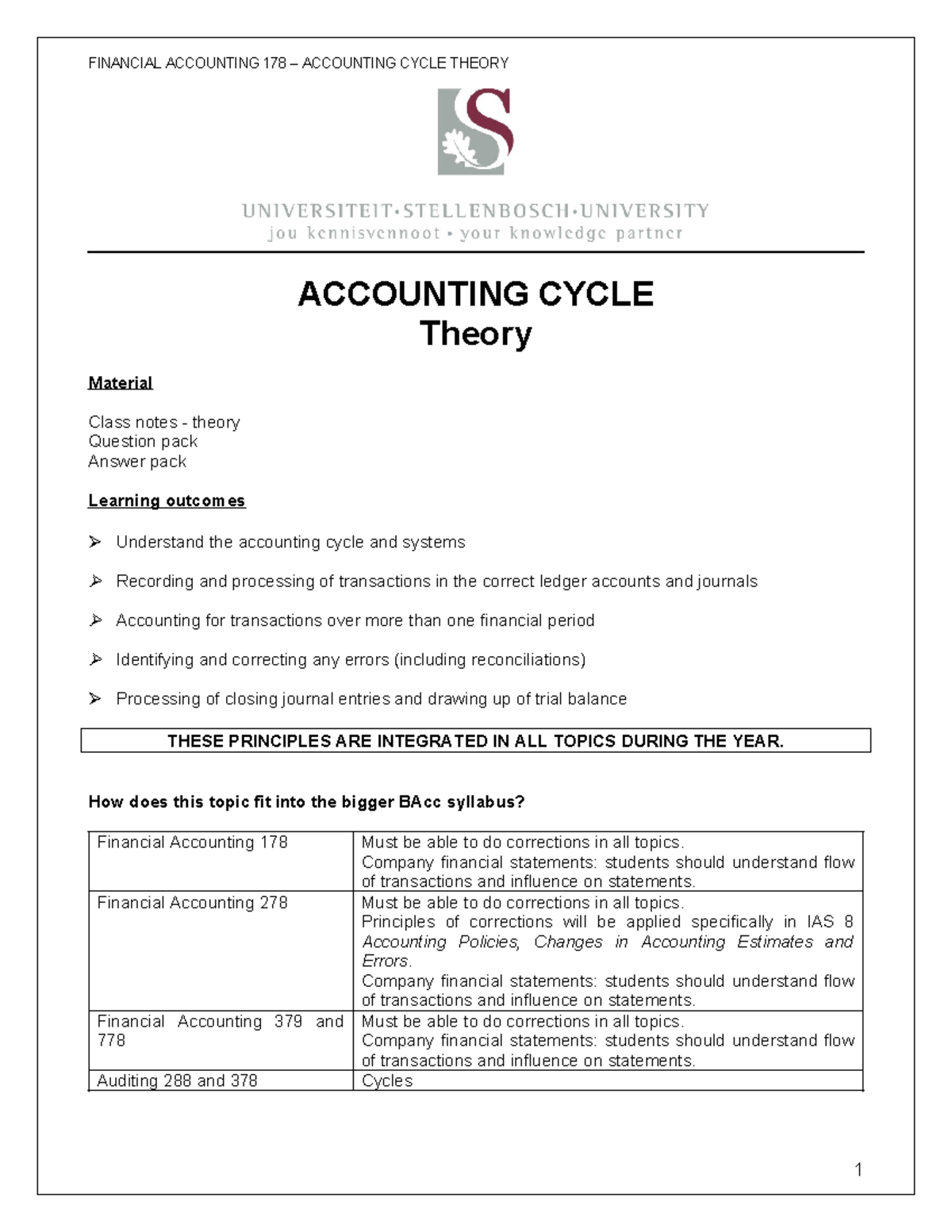 Final Exam Notes on Accounting Cycle Theory - AC 178/278/379/778 - Studocu