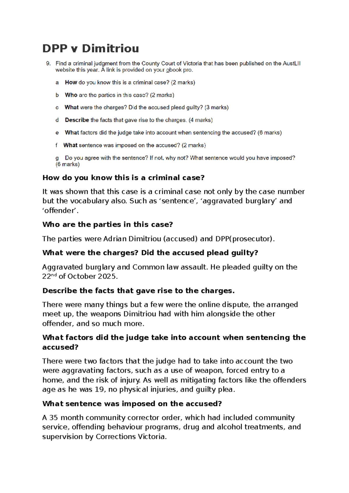 DPP v Dimitriou: Analysis of Criminal Case Elements and Sentencing ...