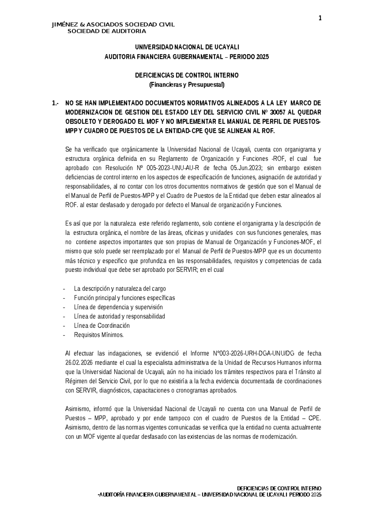 Deficiencias de Control Interno en la Auditoría Financiera ...